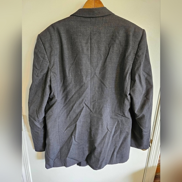 Men's Italian made dark grey wool sport coat sz44L - Picture 2 of 4